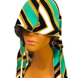 New! Green + Gold ChainSilky Durag for Men Bandana
